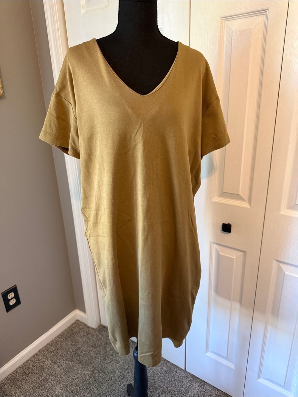 Prologue Olive-Toned V-Neck Tunic Dress